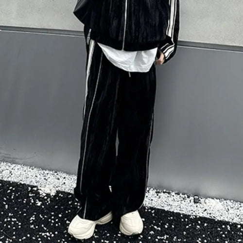 Load image into Gallery viewer, Niche Design Men&#39;s Two-piece Striped Lapel Contrast Color Jackets Straight Wide Leg Drawstring Male Sweatshirts 2025 9C9203
