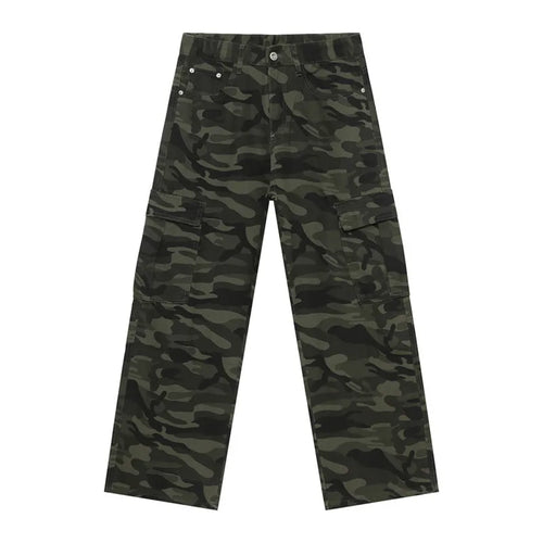 Load image into Gallery viewer, American Syle Men&#39;s Denim Pants Camouflage Big Pockets Vasual Washing Trousers Straight Wide Leg Loose Male Jeans 9C7508
