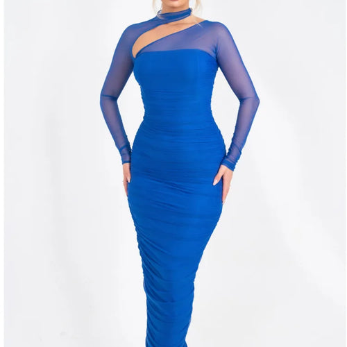 Load image into Gallery viewer, Elegant Long Sleeve Mesh Patchwork Hollow Irregular Dress Women Sexy Tight Double Layer Autumn/Winter 2025 New Vestido
