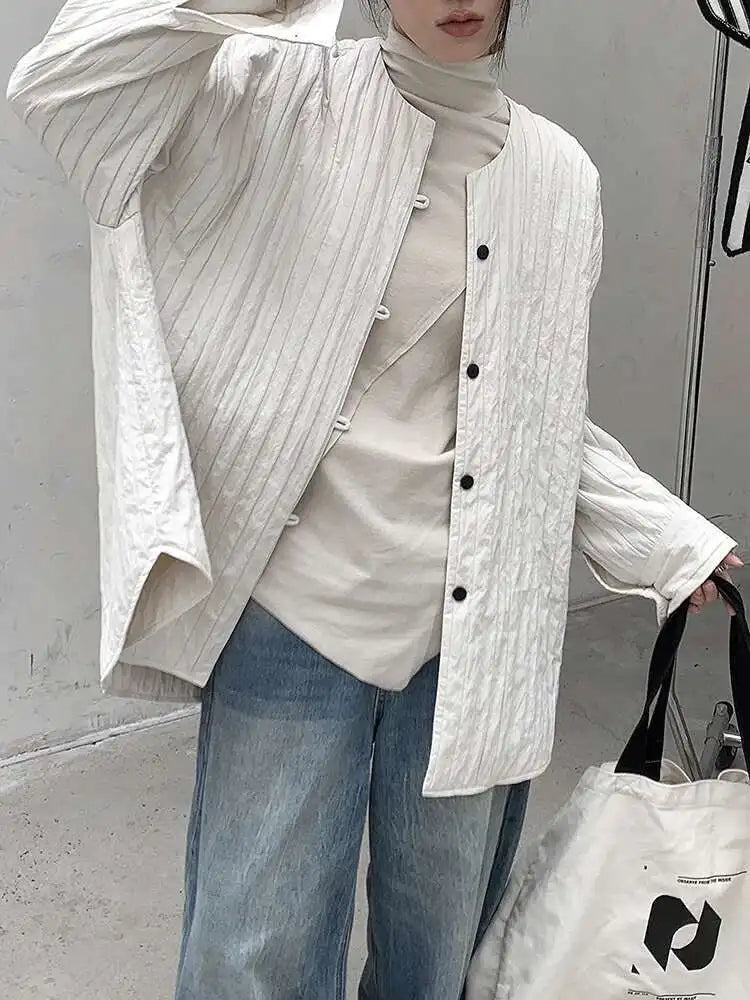 Black Big Size Keep Warm Cotton-padded Jacket New O-neck Long Sleeve Women Coat Fashion Tide Autumn Winter 2025 1DH8377