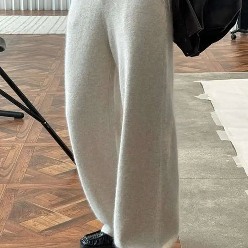 Load image into Gallery viewer, High Elastic Waist Beige 36% Wool Long Knitting Wide Leg Pants New Trousers Women Fashion Tide Autumn Winter 2025 1DH8230
