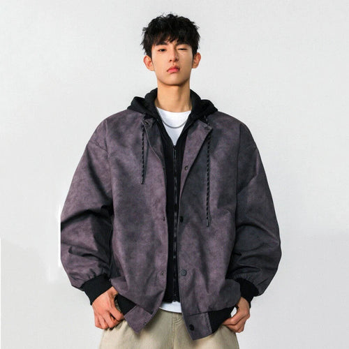 Load image into Gallery viewer, Men's Hooded Jacket Spring New American Fake Two-piece Patchwork Multip Pocket Trendy High Street Menwear 2025 9W1275
