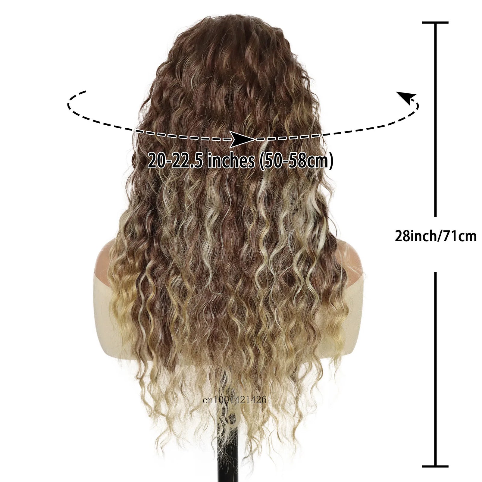 Mix Brown Wig 28 Inch Synthetic Hair Long Curly Wigs for Women Water Wavy Haircuts Long Wigs Thick Hairline Big Volume Costume