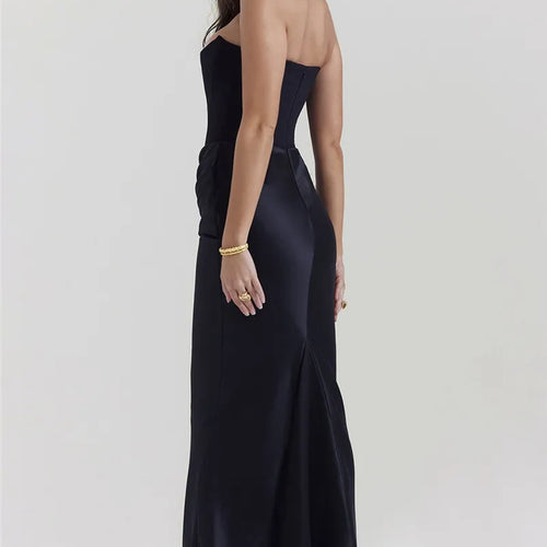 Load image into Gallery viewer, Elegant Strapless Bodycon Sexy Maxi Dress Women Black Fashion Off-shoulder Sleeveless Backless Club Party Long Dress
