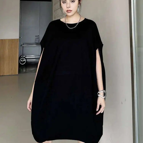 Load image into Gallery viewer, Women Black White Brief Big Size Casual Mini Dress New Round Neck Short Sleeve Fashion Tide Spring Summer 2025 1DH5840
