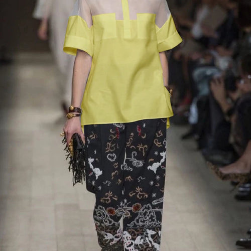 Load image into Gallery viewer, Summer Women White Trendy Short Sleeves Tops Shirts Fashion Vintage Elegant See-through Blouses Shirts for Woman
