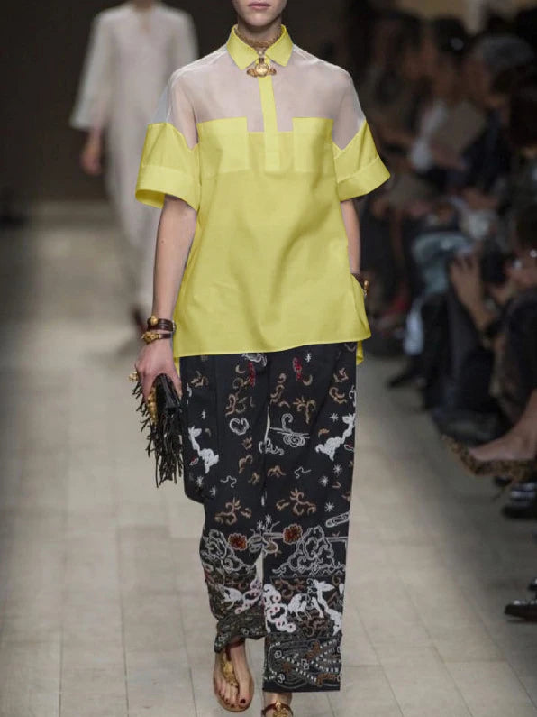 Summer Women White Trendy Short Sleeves Tops Shirts Fashion Vintage Elegant See-through Blouses Shirts for Woman