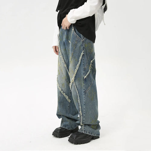 Load image into Gallery viewer, Fashion Summer New Men&#39;s Straight Denim Pants Korean Style Loose Pockets Zippers Male Casual Wide Leg Trousers 2024 9C6092
