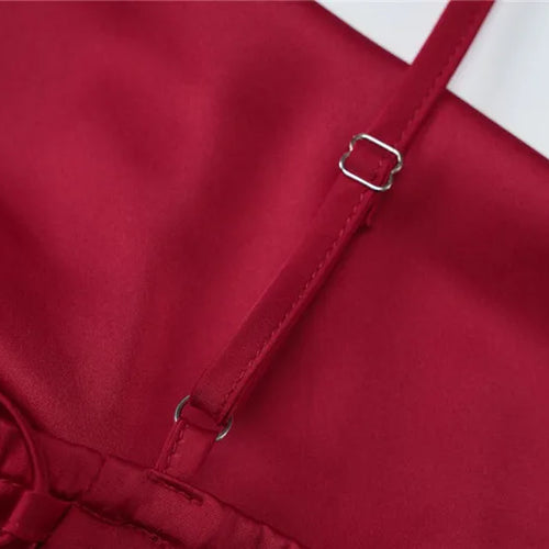 Load image into Gallery viewer, Spaghetti Strap Thigh High Split Sexy Maxi Dress Women Elegant Satin High Elastic Sleeveless Backless Club Party Dress
