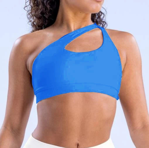 Pad Impact Asymmetric Sports Bra for Women One Shoulder Padded Yoga Top Bra Hollow Out Sexy Gym Bra Openback Workout Tops