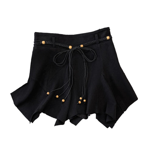Load image into Gallery viewer, Autumn Winter Black Leather Pleated Mini Skirt Retro Woman 2024 Brown High Waist Sexy Club Bandage Irregular Short Pu Skirt Chic
