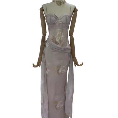 Load image into Gallery viewer, Slimming Printing Spliced Lace Up Elegant Dresses for Women Square Neck Sleeveless Tunic Dress Female Clothing New
