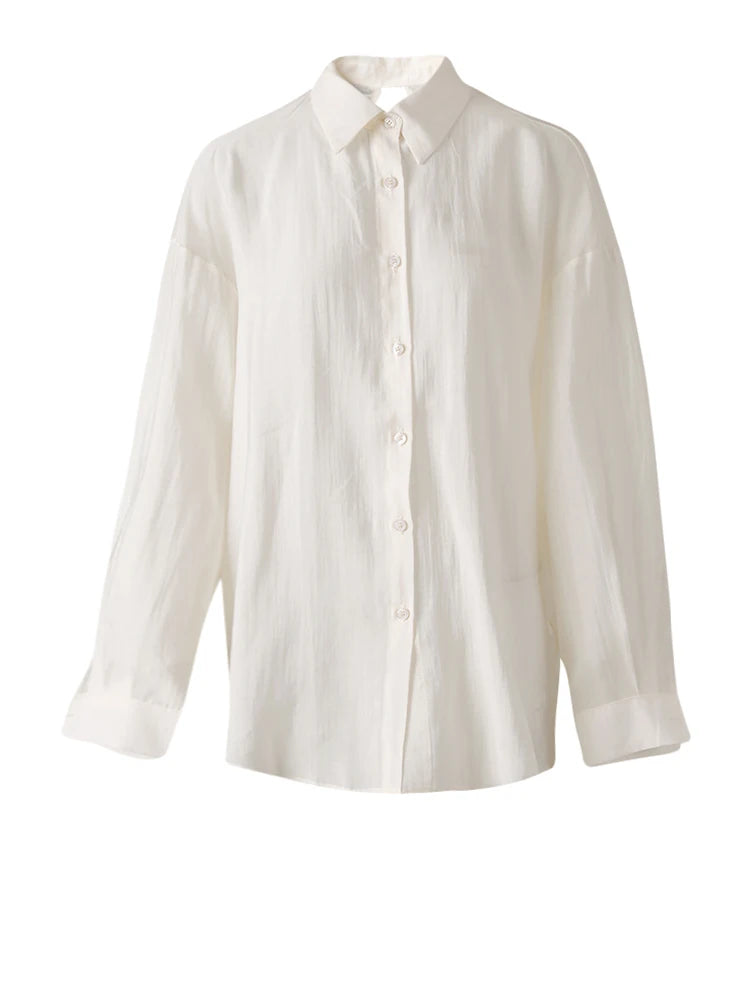 Women Green Backless Bandage Thin Big Size Blouse New Lapel Long Sleeve Shirt Fashion Tide Spring Summer 2025 CPG3253