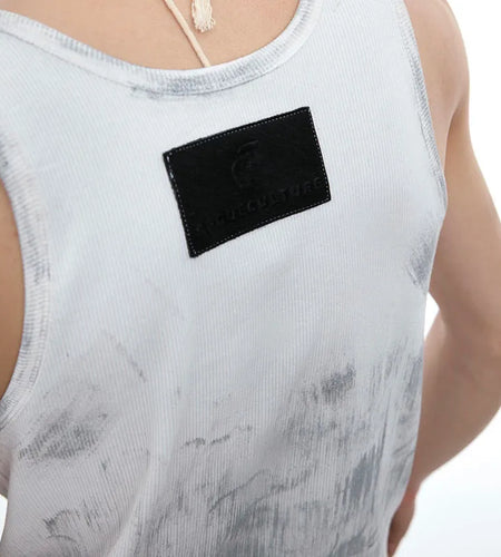 Summer Distressed Slim Fit Vest Niche Sleeveless Tie Dyeing New Fashion Male Tank Tops Contrast Color Casual 24E1293