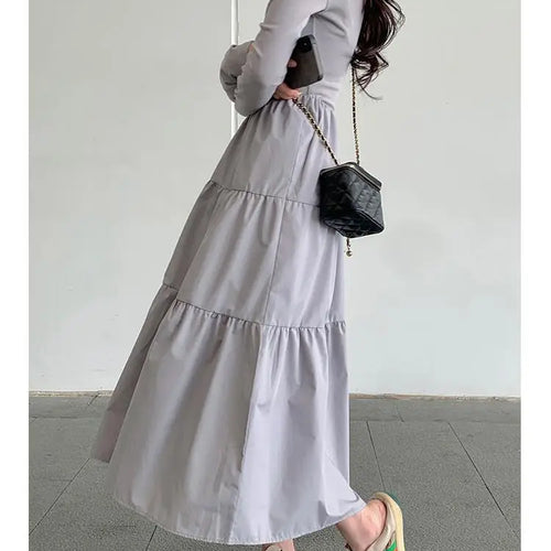 Load image into Gallery viewer, Autumn Gray Elegant High Waist Evening Party Dresses Women Long Sleeve Off Shoulder Sexy Club Pleated Long Dress French Popular
