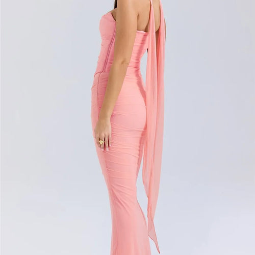 Load image into Gallery viewer, Sexy Two Piece Sets Women Neckerchief Strapless Crop Tops And Maxi Skirt Sets Sexy Club Party Skirt Two Piece Sets
