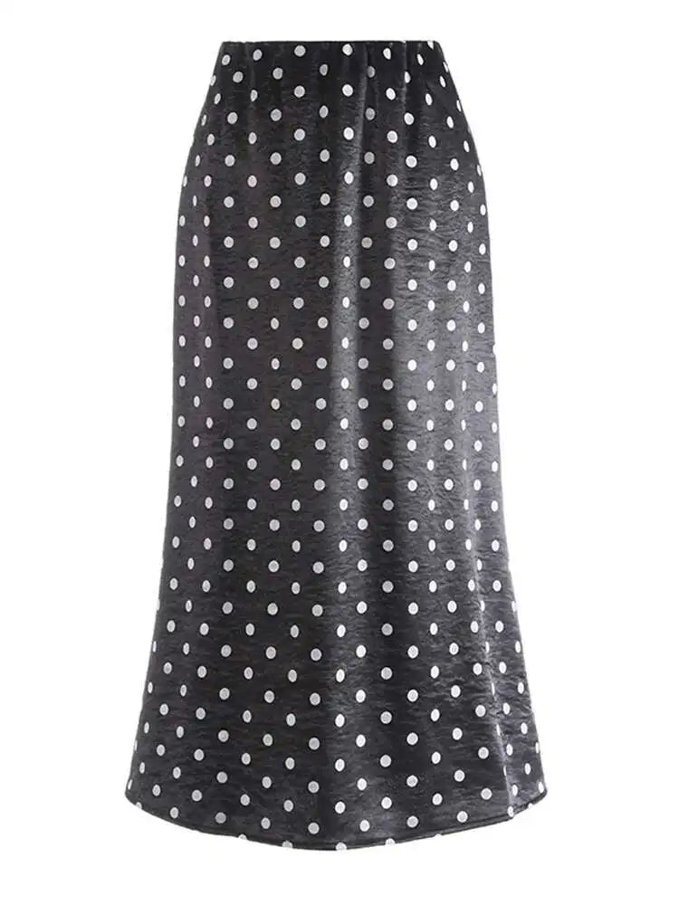 High Elastic Waist Dot Shiny Satin Body-Hugging Fishtail Half-body Skirt Women Fashion Tide New Spring Autumn 2025 1DJ0004