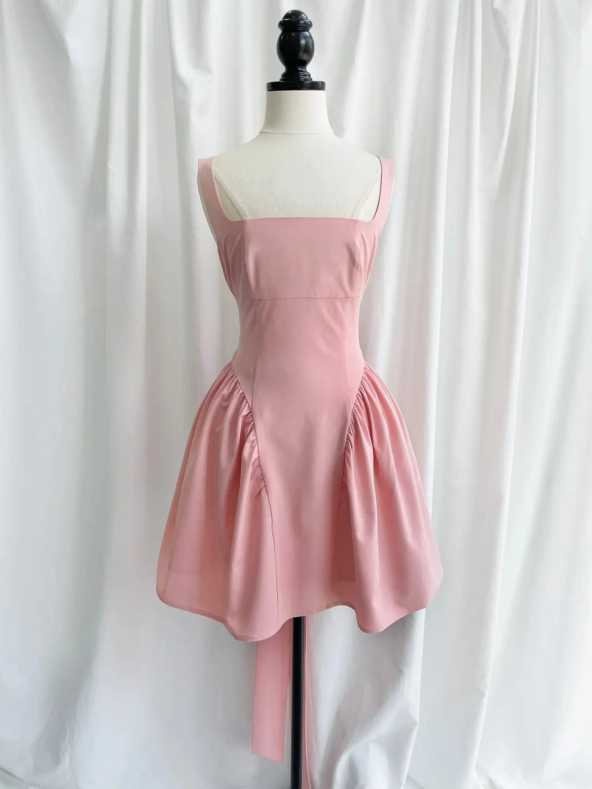 Summer Sexy Square Collar Backless Party Dresses Mini White Drape A Line Night Date Dress Big Bow Women New In Dress