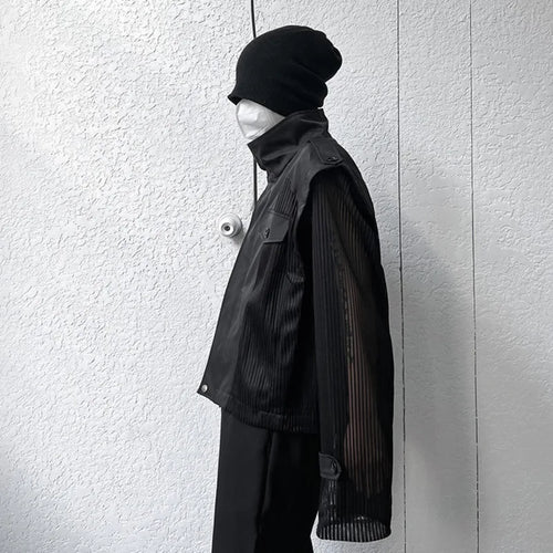 Load image into Gallery viewer, Deconstruction Mesh Splicing Jacket Male Thin Motorcycle Jackets Niche Design Punk Sun Protection 2025 Spring Tide 9C274
