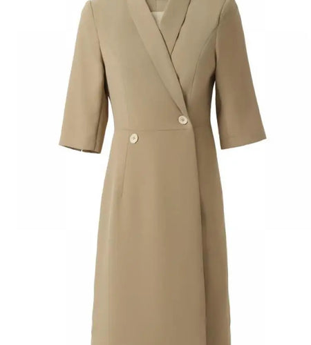 Summer Korean Solid Elegant Slim Short Sleeve Workwear Blazer Dresses Women Double-breasted Versatile Professional Dress Fashion