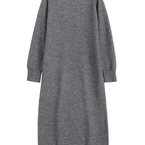 Load image into Gallery viewer, Women Rose Red Casual Midi Elegant Knitting Dress New Round Neck Long Sleeve Fashion Tide Spring Autumn 2025 1DH6450
