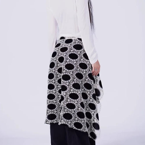 Load image into Gallery viewer, Hit Color Hollow Out Spliced Lace Up Fashion Fart Curtains for Women High Waist Irregular Fart Curtain Female New
