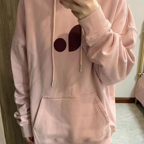 Load image into Gallery viewer, Pink Casual Hooded Drawstring Simple Women Hoodies Basic Chicly Printing Loose Fashion Pocket Pure Color Female Hoodies
