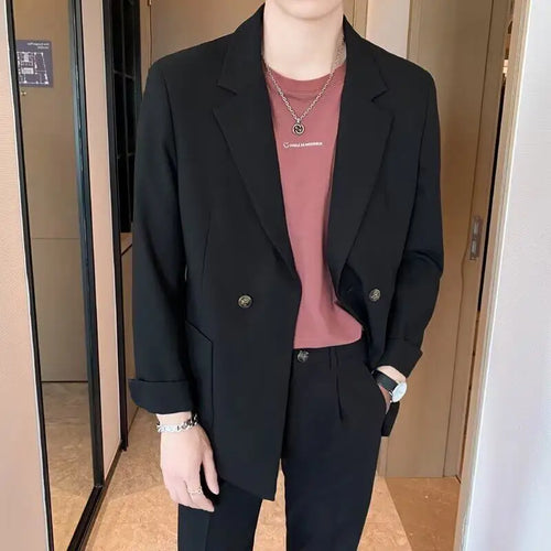 Load image into Gallery viewer, Korean Style New Trendy Male Blazer Turn-down Collar Solid Color Suit Jacket 2025 Spring Loose Fit Men Clothing 9W1203
