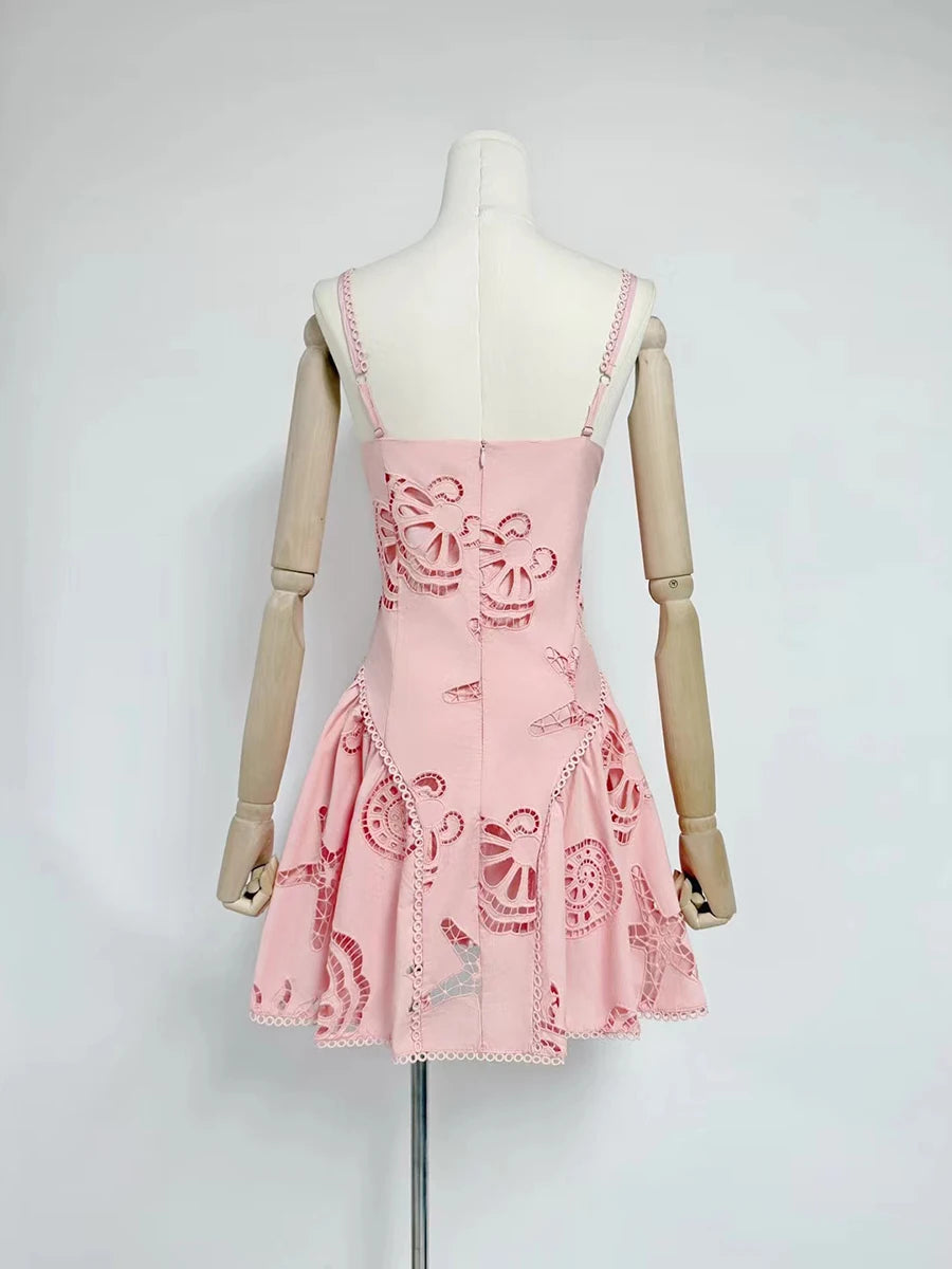 Hit Color Slimming Dresses For Women Square Neck Sleeveless High Waist Temperament Mini Dress Female Fashion Style