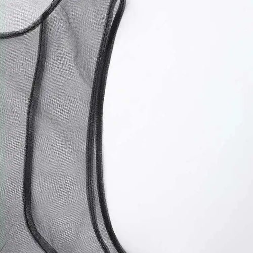 Load image into Gallery viewer, Women Black Irregular Ruffles Mesh Elegant Perspective Dress New Round Neck Sleeveless Fashion Spring Summer 2025 CPDB108
