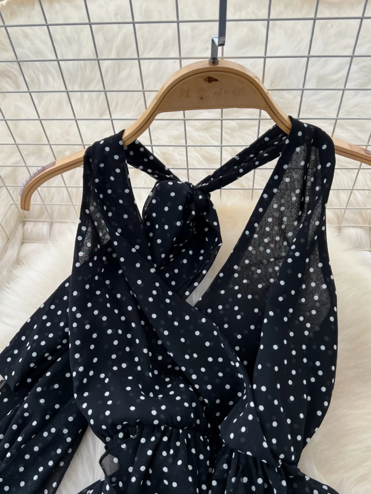 Black Dot Sexy Club V-neck Long Dress Women Slim Sleeveless Backless Irregular Vest Dresses 2024 Summer Ladies New Vestidos Chic