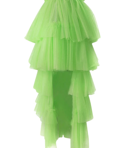 High Elastic Waist Green Mesh Layers Irregular Cake Half-body Skirt Women Fashion Tide New Spring Autumn 2025 CPG3074