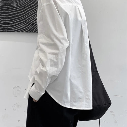 Load image into Gallery viewer, Women Black Irregular Button Big Size Casual Blouse New Lapel Long Sleeve Shirt Fashion Tide Spring Autumn 2025 1DJ1667
