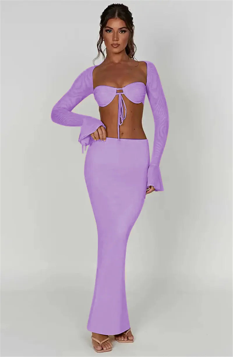 Thickened Fabric Sexy Maxi Skirt Women 2023 Autumn Winter New Solid High Waist Skinny Club Party Long Skirt Elegant