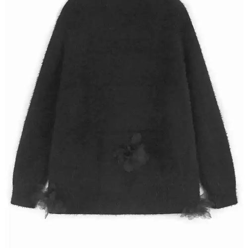 Load image into Gallery viewer, Black Big Size Flower Sweater Skirt Two Pieces Suit New Round Neck Long Sleeve Women Fashion Spring Autumn 2025 1DH9379
