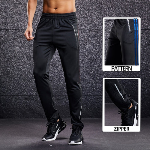 Load image into Gallery viewer, Men Running Sport Pants with Zipper Pockets Football Training Joggings Sweatpants Basketball Soccer Trousers Plus Size for Male
