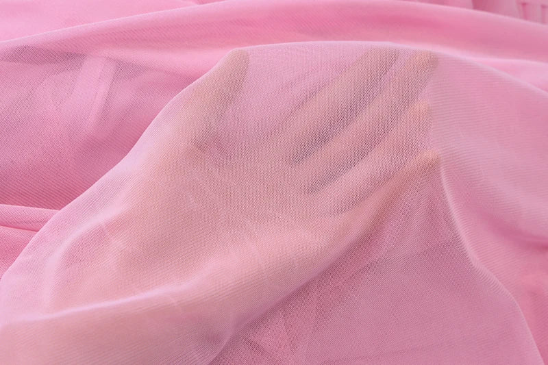 Scarf Collar Backless Sexy Maxi Dress For Women Gown Pink Strapless Off-shoulder Backless Mesh Long Dress Vestido