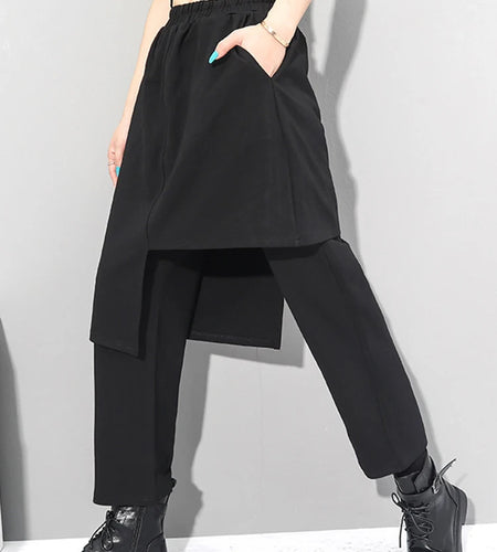 High Elastic Waist Black Irregular Long Harem Trousers New Loose Fit Pants Women Fashion Tide Spring Autumn 2025 1DC430