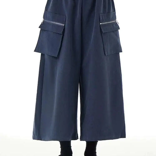 Load image into Gallery viewer, High Elastic Waist Blue Detachable Pocket Wide Leg Pants New Trousers Women Fashion Tide Spring Autumn 2025 1DH4773
