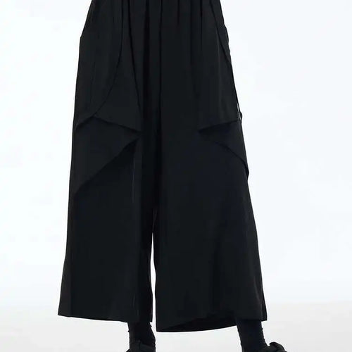 Load image into Gallery viewer, High Elastic Waist Black Irregular Pleated Long Wide Leg Pants New Trousers Women Fashion Tide Spring Autumn 2025 1DH6134
