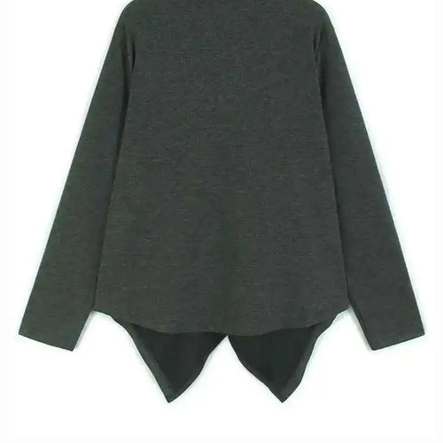 Load image into Gallery viewer, Women Gray Irregular Hem Button Big Size Casual T-shirt New Turtleneck Long Sleeve Fashion Tide Spring Autumn 2025 1DH9329
