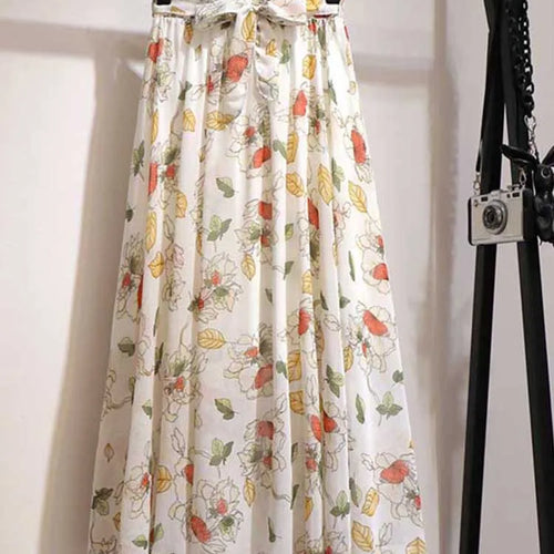 Load image into Gallery viewer, Long Skirt Women For 2024 Spring Summer Lady Korean Style White Black Chiffon Sun School High Waist Midi Skirt Female
