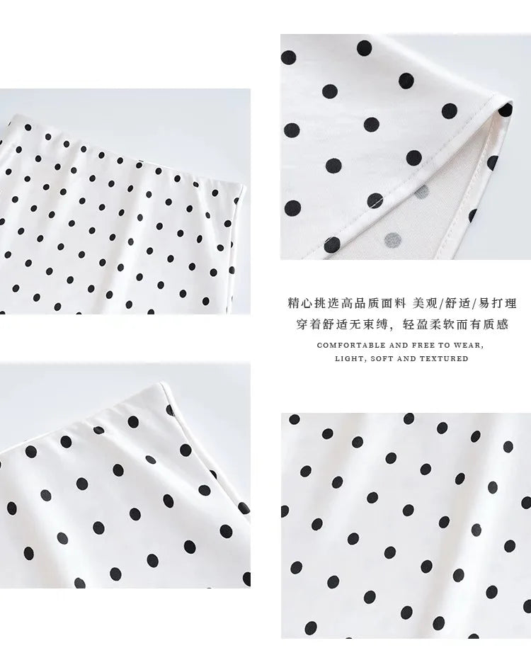 Spring Summer French Vintage Dot Elegant Sexy Club Long Skirts Women High Waist Vacation Slim Wrap Hip Fishtail Half Skirt 2025