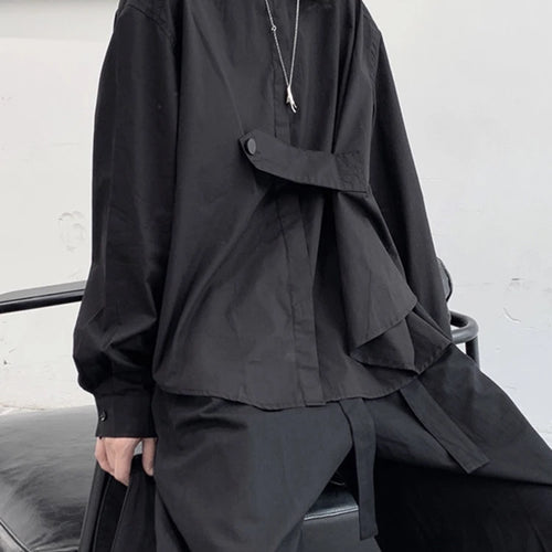 Load image into Gallery viewer, Women Black Irregular Button Big Size Casual Blouse New Lapel Long Sleeve Shirt Fashion Tide Spring Autumn 2025 1DJ1667
