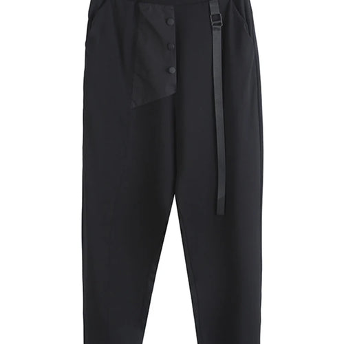 Load image into Gallery viewer, High Elastic Waist Black Ribbon Split Harem Trousers New Loose Fit Pants Women Fashion Tide Spring Autumn 2025 1DC777
