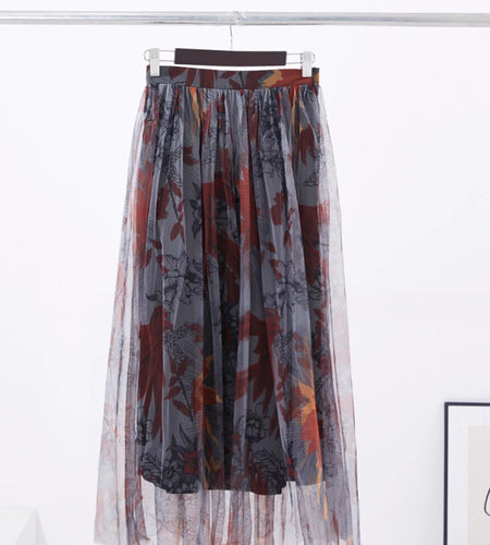 Hit Color Loose Casual Mesh Skirts For Women High Waist Temperament Elegant Skirt Female Fashion Style Fashion New
