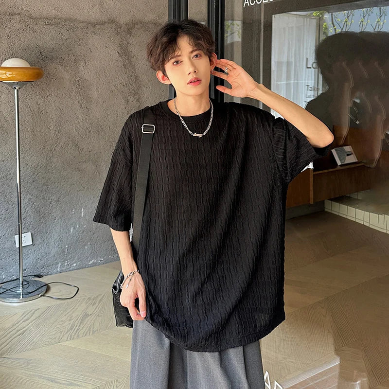 Men's T-shirts Short Sleeve Round Neck Stylish New Summer Solid Color Simple Trendy Handsome Male Clothing 2025 9W1974