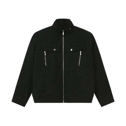 Load image into Gallery viewer, Korean Style Men&#39;s Jackets Plush Turn-down Collar Solid Color Casual Zipper Patchwork Short Male Simple Cloth Autumn 9C8968

