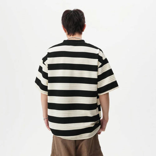 Load image into Gallery viewer, Striped Male Short Sleeve T-shirts New Summer Round Neck Design Pullover Fanshion Stylish Men&#39;s Loose Clothing 9W1667
