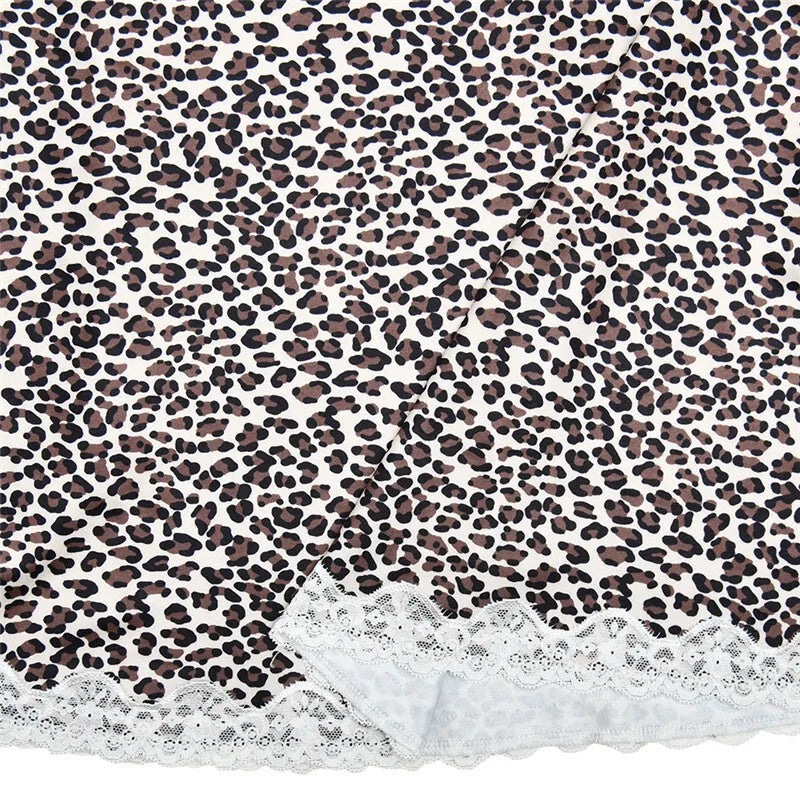 Leopard Print Backless Sexy Mini Dress For Woman Robe Contrast Color Halter Deep V Neck Sleeveless A-line Club Dress